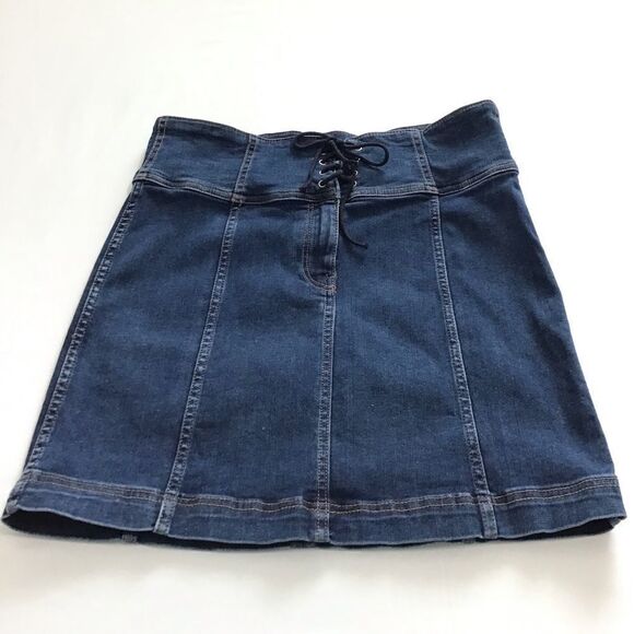 Free People Denim Min Skirt Blue Modern Femme Jean Denim Mini Skirt - Picture 3 of 12